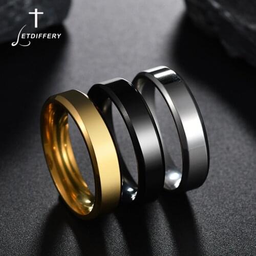 Letdiffery 6mm Simple Stainless Steel Men Ring Gold Women Fashion Jewelry Wholesale Size5-13