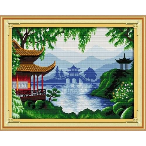 Everlasting Love Garden Views Chinese Cross Stitch Kits Ecological Cotton Stamped Printed 11 14CT DIY New Christmas Decorations