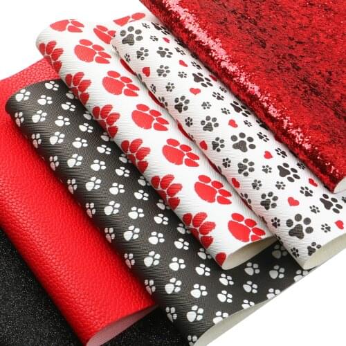 20x33cm Foot Print Dog Faux Synthetic Leather Set Fabric For Bow-knot Bags Wallet Earring Phone Case Scrapbook DIY,1Yc16680