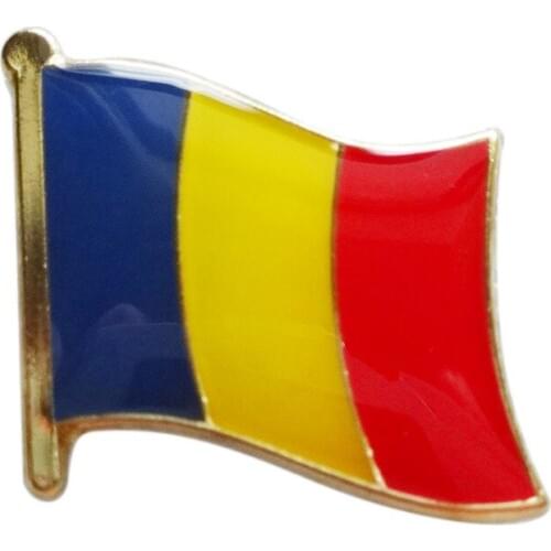 Romania country flag lapel pin badge+Iron plated brass+paints+epoxy+butterfly back button-Free shipping(350 pcs/lot)
