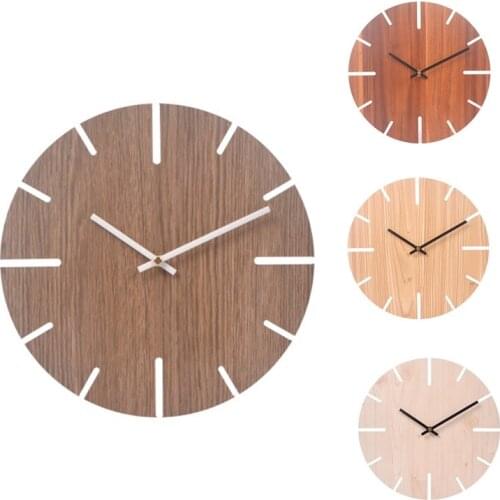 Nordic Style Retro Wall Clock Living Room Simple Solid Wood Quiet Creative Watch Clocks Home Design Corridor