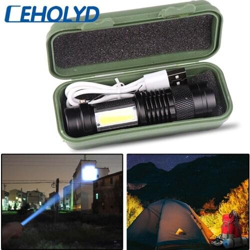 Newest Design XP-G Q5 Built in Battery USB Charging Flashlight COB LED Zoomable Waterproof Tactical Torch Lamp LED Bulbs
