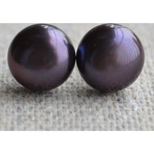 New Arrival Favorite Pearl Jewelry Peacock Blue 10.5mm Genuine Freshwater Pearl Silver Stud Earrings Fine Jewelry Lady Gift