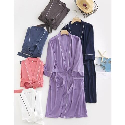 New Couples Long Cotton Robe Spring Autumn Home Wear Bathrobes For Winter Loose Plus Size Sleepwear Women Kimono M XL 3XL