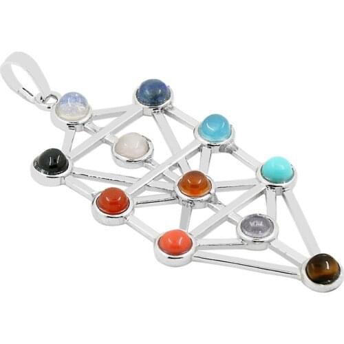 Wholesale 3pcs/lot Natural Stone 7Chakra Kabbalah Tree of Life Jewelry Amulet Symbolic Pyramid Healing Charms Reiki Chakra