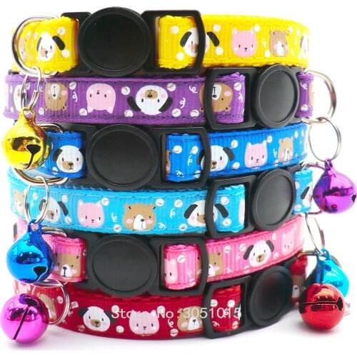 100pcs Cloth Lovely Collar With Bells Cute Cartoon Pattern Collar For Dogs Cats Decor Durable Pet Supplies Dog ID Accessories