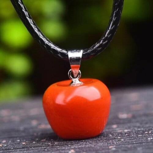 Natural Chinese Jade Red Hand Carved Apple Pendant Fashion Boutique Jewelry Men and Women Necklace Gift