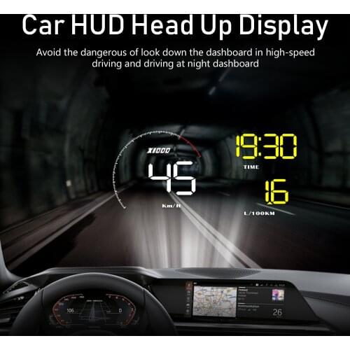 A9 With Lens Hood Windshield Projector OBD2 II EUOBD Car HUD Head Up Display Overspeed Warning System Voltage Alarm DFDF