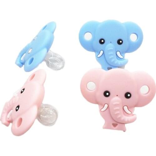 Chenkai 50PCS Silicone Elephant Pacifier Dummy Teether DIY Newborn Infant Baby Nursing Animal Nipple Teething Toy Craft BPA Free