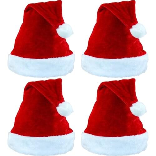 4pcs/Lot 2020 Navida New Arrival Christmas Hats Caps Santa Claus Xmas Cotton Cap Christmas Gift New Year Cap Xmas Decor