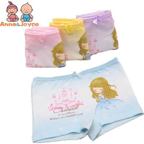 4 Pcs/lot Girls Boxer Cartoon Panties Childrens Girls Kids Underwear Baby Underpants 2-10years