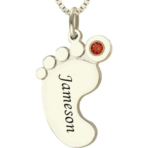 Uonney Wholesale Personalized Mothers Baby Feet Name Necklace Birthstone Valentines Gift Customized Jewelry