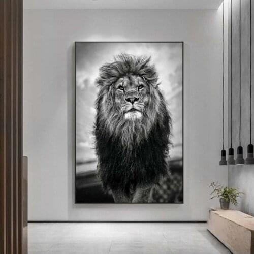 African Wild Lions Canvas Art Posters And Prints Black And White Animals Canvas Paintings on the Wall Art Nordic Art Pictures