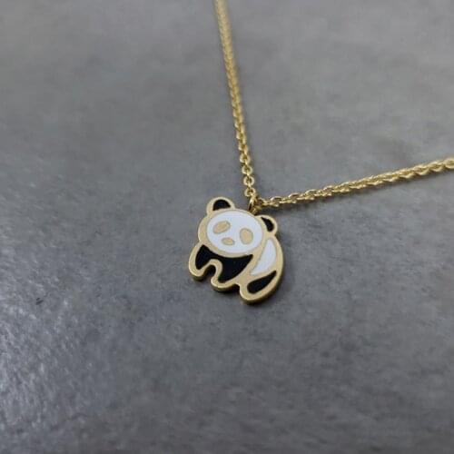 Bear Jewelry Stainless Steel Chain Cute China Giant Panda Necklaces Pendants Women Kids Bff Gift Gold Color Animal Kolye Bayan