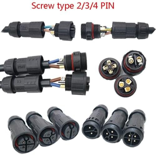 Screw lock type M19 Assembled Waterproof Electrical Cable Connector Welding type Plug Socket Connectors 2 3 4 Pins IP68