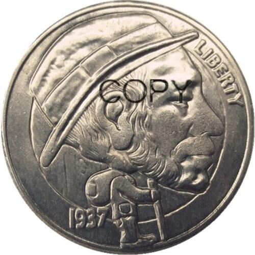 BU(06)Hobo Nickel 1937-D 3-Legged Buffalo Nickel Rare Creativeskull Walking Old Man Funny Copy Coin