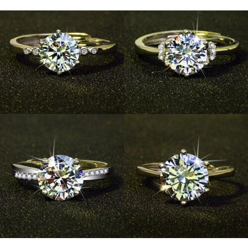 S925 Sterling Silver Ring for Women Diamond Wedding Fine Jewelry for Luxury Christmas Round Engagement 925 Silver Women Jewelry