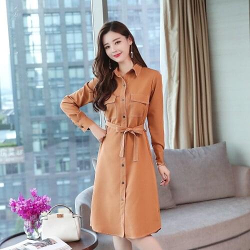 Hot Long Sleeve Shirt Dresses Women Bow Bandage Sexy autumn Women Party Dresses Single-Breasted Elegant Shirt Dress Vestidos