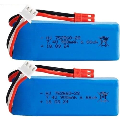 1pc 2pc 7.4V 900mAh 25c Lithium battery for XK520 RC Airplane