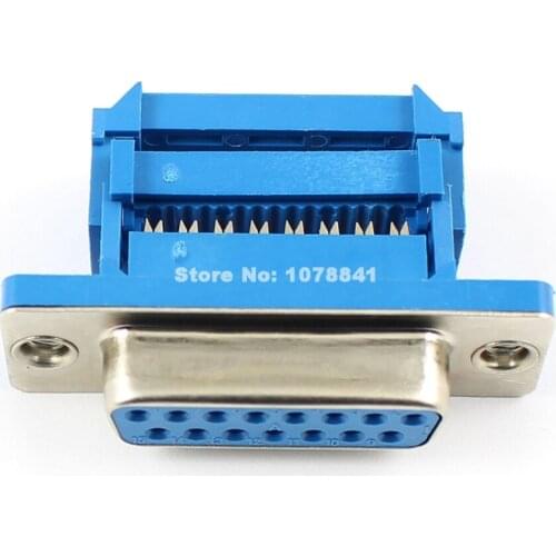 10pcs D-SUB 15 Pin Female Straight IDC Type Adapter Connector For Flat Cable DB15