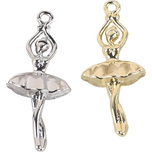 10pcs/pack Ballerina Ballet dance Metal Charms for Earring DIY Jewelry Accessories 13x32mm