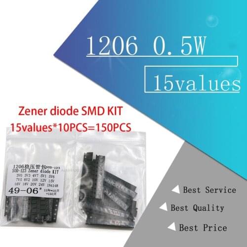 15values*10PCS=150PCS KIT SOD-123 1206 0.5W Zener diode SMD package