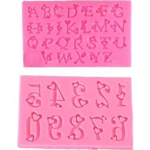 2pcs/set Heart Alphabet Letter Silicone Fondant Mold Cake Decorating Tools Chocolate Gumpaste Baking Mould Molde De H765