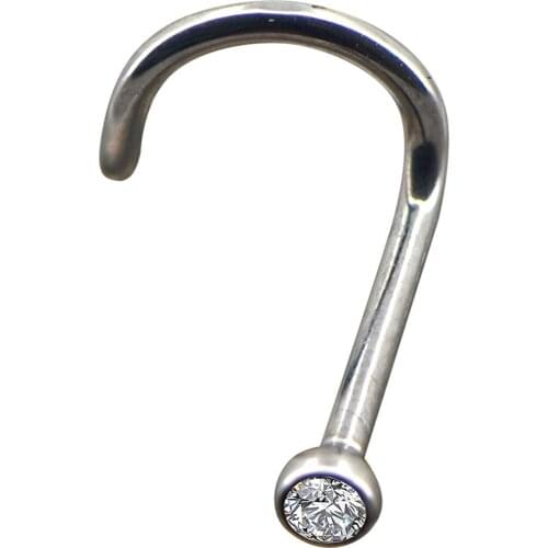 20G Grade 23 Solid Titanium No Allergy Nose Screw Stud with 1.5MM Clear CZ Nose Ring