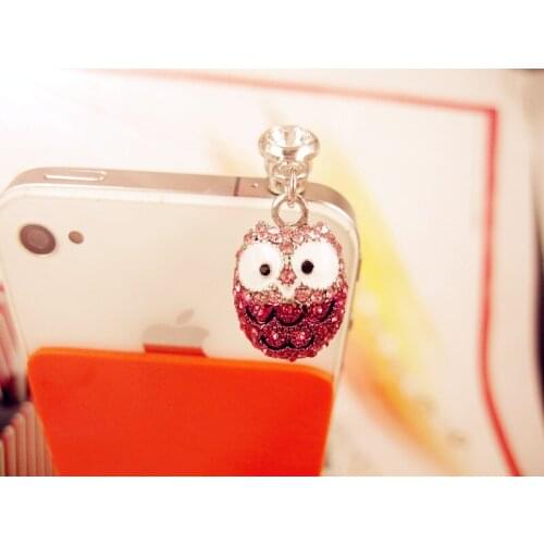 2019 Fashion Cute Big Eyed Diamond Owl Phone Dust Plug Cell Phone Accessories 3.5mm Earphone Dust Plug