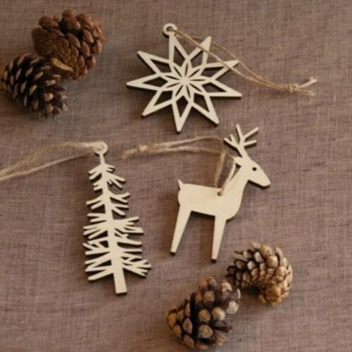 3 PCS/SET Wood Christmas craft Tree Hanging DECORATION Santa Claus Xmas Ornaments Home Decor Moose Pendant NEW YEAR Gift