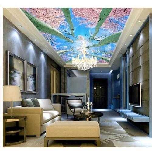 3d customized wallpaper custom 3d wallpaper Sky cherry tree romantic zenith murals photo 3d wallpaper cloud ceiling