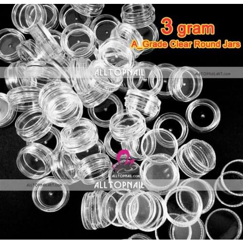 4000 x 3g Small Clear Round Bottle jars with Lids 150x Hard Plastic Pot Nail Art Storage