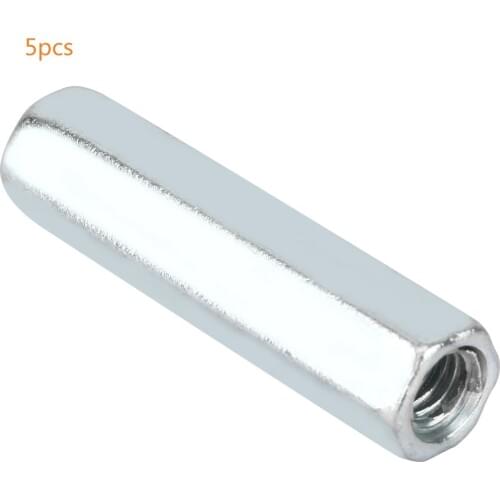 5Pcs M6X40 Carbon Steel Long Rod Coupling Nut Galvanized Hex Sleeve Nut Standoff Bolts Screws Connection Threaded Fastening Nuts