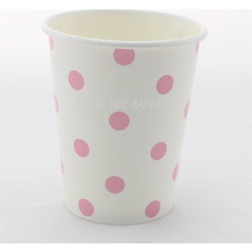 60pcs 90Z Cheap Wedding Birthday Pink Polka Dot Party Paper Drinking Cups Wholesale,3 Days Delivery on Orders over $100
