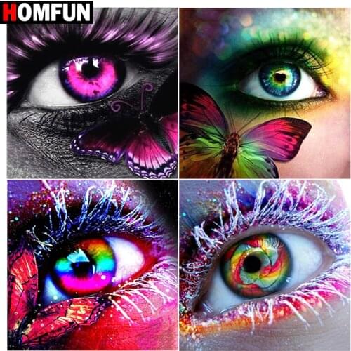 HOMFUN Diy 5d Diamond Painting ‘’Eye color butterfly" Cross Stitch Square Round Diamond Embroidery Handwork Rhinestone Art