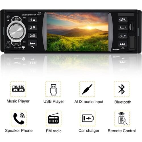 Bluetooth 4.2 1 Din 4.1 Inch Audio Video MP5 Player TF USB Fast Charging ISO Remote Multicolor Lighting Car Radio Auto Parts