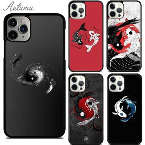Yin Yang Koi fish art Phone Case for iPhone 11 12 Pro Max mini X XR XS SE 2020 5 6 7 8 Plus Samsung Galaxy S8 S9 S10 Cover shell