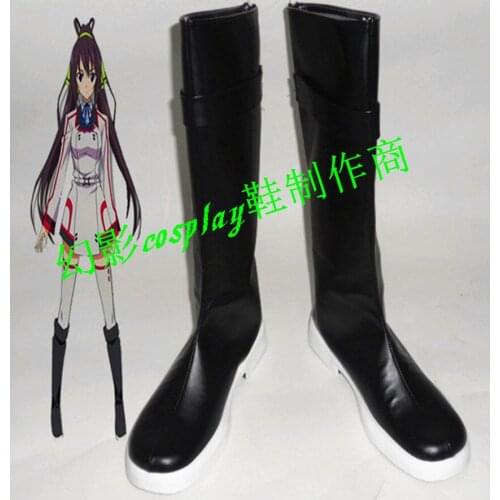 Infinite Stratos Shinonono Houki Black Halloween Long Cosplay Shoes Boots H016