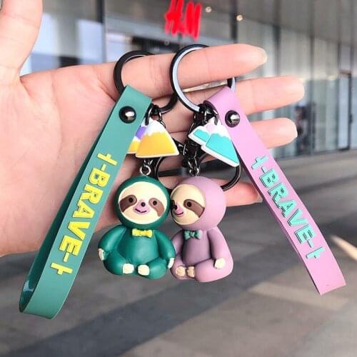 CHUNOU Cute Sloth Keychain Cartoon Anime Silicone Key Chains For Women Kids Fashion Animal Series Trinkets For Car Key Ring