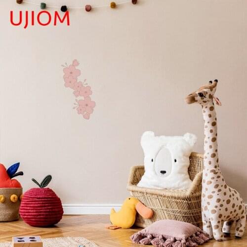 UJIOM Flower Door Sticker Wallpaper Home Office Room Decor Decals Peach Blossom Bathroom Toilet Decor Poster Wall Stickers