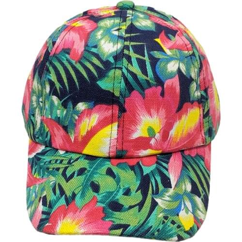Printed Tropical Flower Womens Summer Caps Mens Hats for Vacation Beach Ball Cap