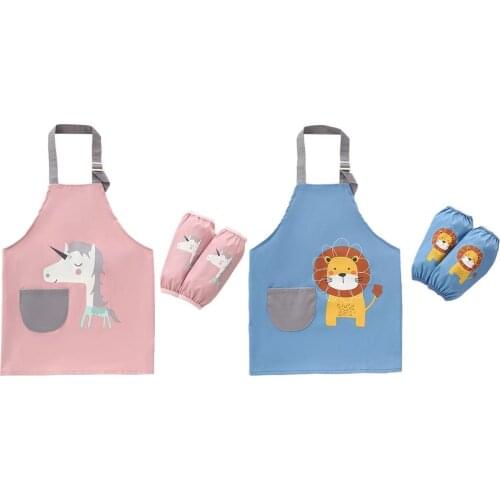 Kids Painting Apron Kawaii Animal Patterns Children Apron Fro Cooking Cleaning Infant Eating Feeding Baby Bibs Burp Cloth