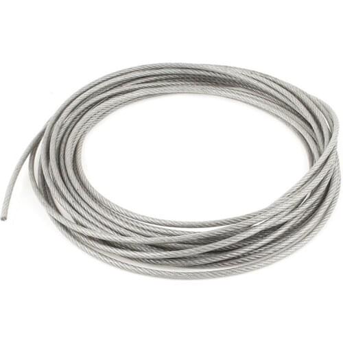Best 5mm Dia Steel PVC Coated, Flexible Wire Rope Cable 10 Meters Transparent + Silver