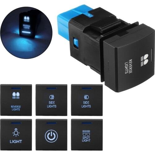 12V 3A Dash Push Button Switch Blue LED Light New For Toyota Land Cruiser Prado 150 Series RAV4 Camry Hiace Corolla Altis 22*22m