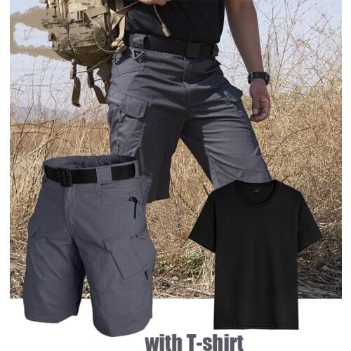 2 Piece Set Mens Urban Military Waterproof Wear-Resistant Shorts Classic Tactical Outdoor Multi-pocket Pants Male Cargo Shorts