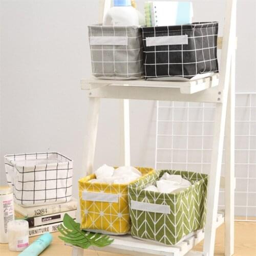 Desktop Cotton Linen Storage Basket Sundries Toy Storage Box Cosmetic Book Makeup Underwear Organizer Stationery Container