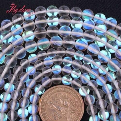Round Smooth White Austria Crystal Synthesis Glitter Stone Loose Beads for DIY Women Men Necklace Bracelet Jewelry Making 15"