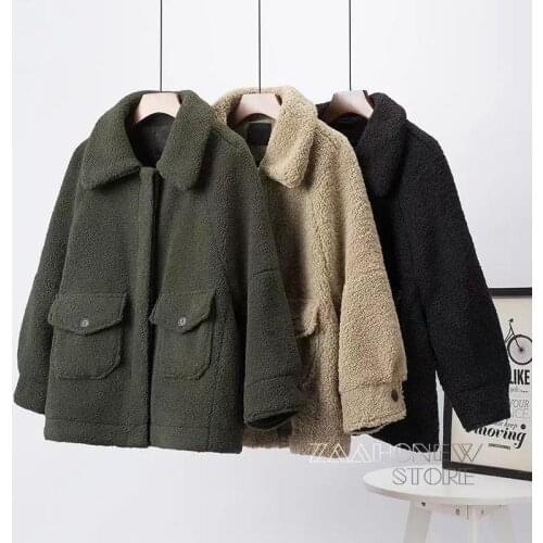 ZAAHONEW New Winter Women Clothing Fashion All-Match European And American Style Lamb Wool Fleece Artificial Fur Jacket Female