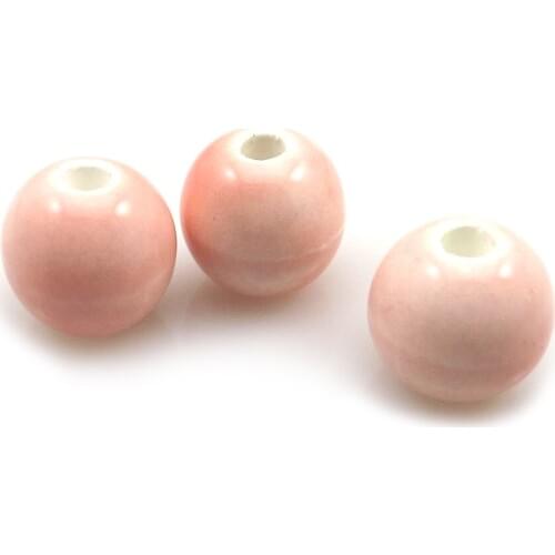 Hot! Wholesale 10mm Pink Round Ceramic DIY Loose Beads Free Shipping(100pcs/Lot)