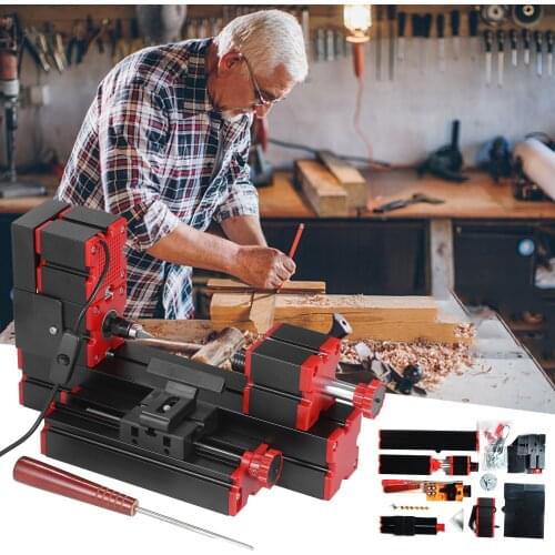 Mini Lathe 9 in 1 DIY Motorized Transformer Multipurpose Machine Jigsaw Sander Driller Plastic Metal Wood Lathe Drilling Sanding